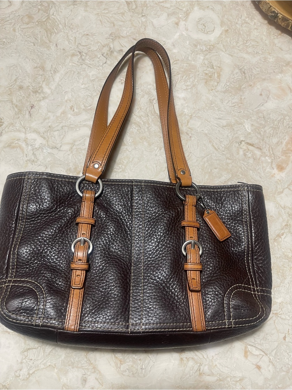 Coach Pebbled Leather Shoulder Tote Bag